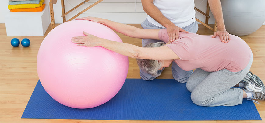 Patient in assisted stretching session