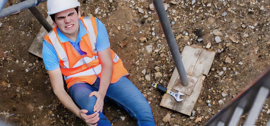 Construction worker with knee injury causing pain